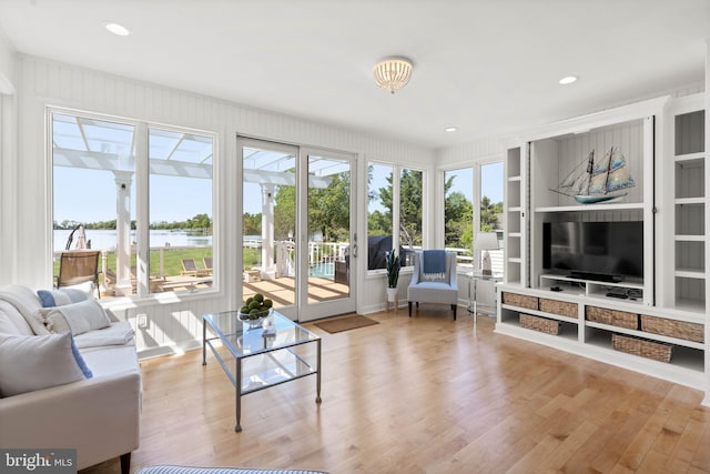 living room featuring light hardwood / wood-style flooring