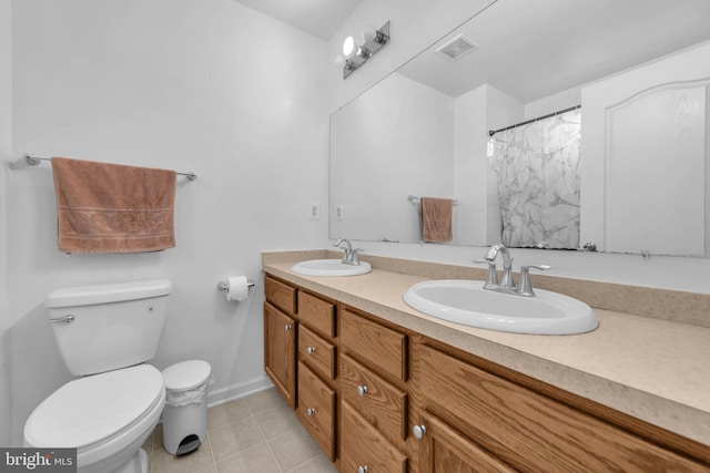 bathroom featuring tile patterned flooring, visible vents, a sink, and toilet