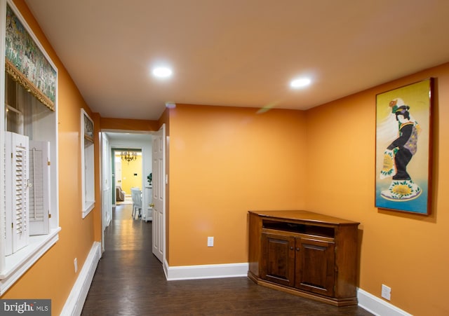 hall featuring dark hardwood / wood-style flooring