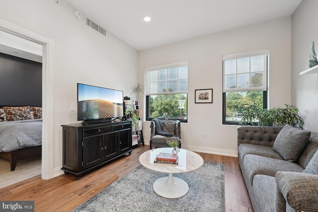 living room featuring hardwood / wood-style flooring and plenty of natural light