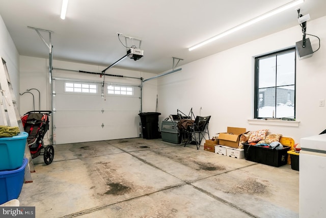 garage with a garage door opener