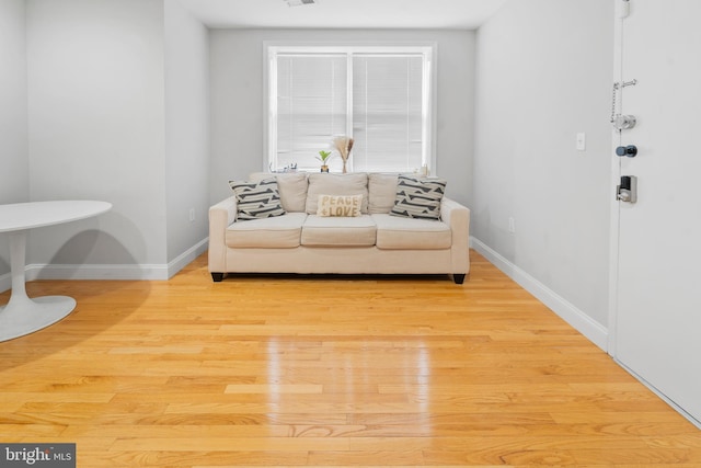 living room featuring light wood-type flooring