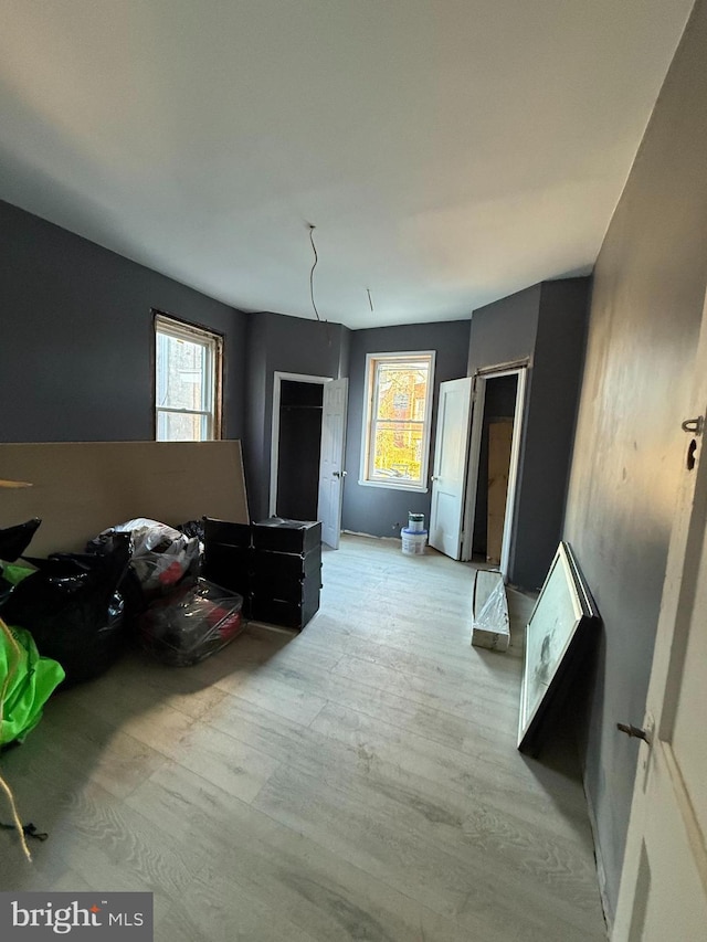 interior space with light hardwood / wood-style flooring