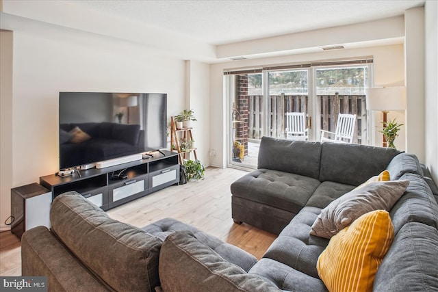 living room featuring light hardwood / wood-style flooring