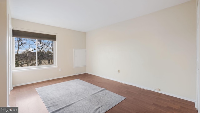 spare room featuring wood-type flooring