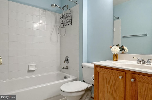 full bathroom featuring vanity, toilet, and bathing tub / shower combination