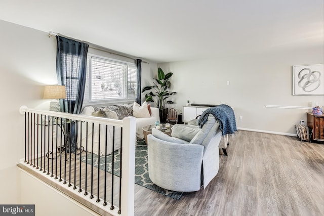 living room with wood-type flooring