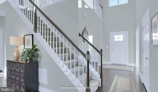 120 Forge Dr, Lebanon, PA 17042 - foyer entrance featuring dark hardwood / wood-style floors and a towering ceiling