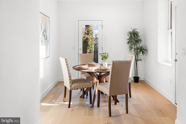 dining room featuring a wealth of natural light and light wood-type flooring