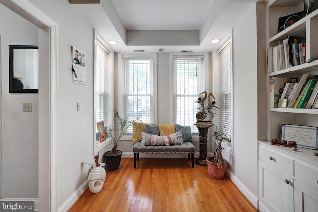 living area featuring light hardwood / wood-style flooring