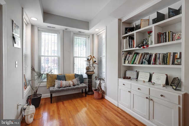 sitting room with light wood-type flooring