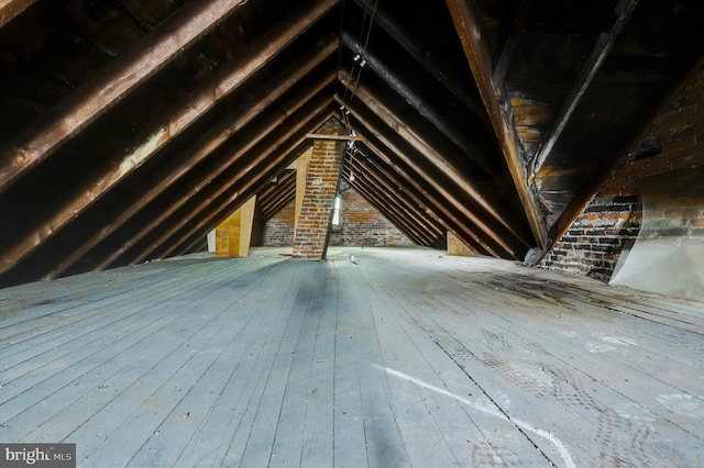 view of unfinished attic