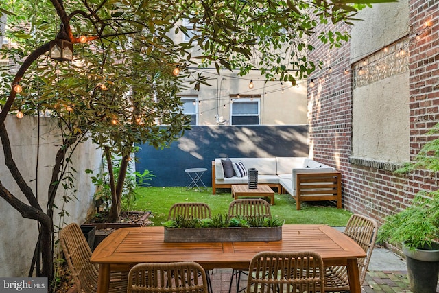 view of patio featuring an outdoor living space