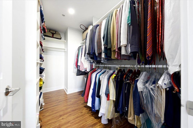 walk in closet featuring hardwood / wood-style flooring