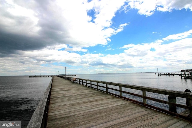 view of dock featuring a water view