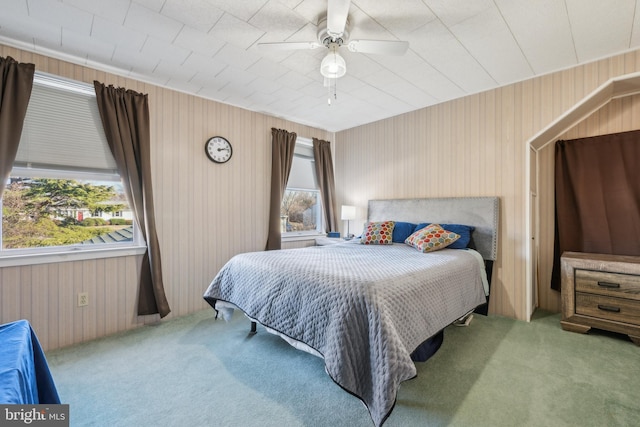 bedroom with carpet floors and ceiling fan