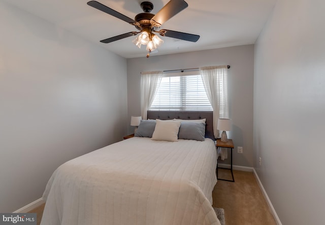 bedroom with carpet floors and ceiling fan