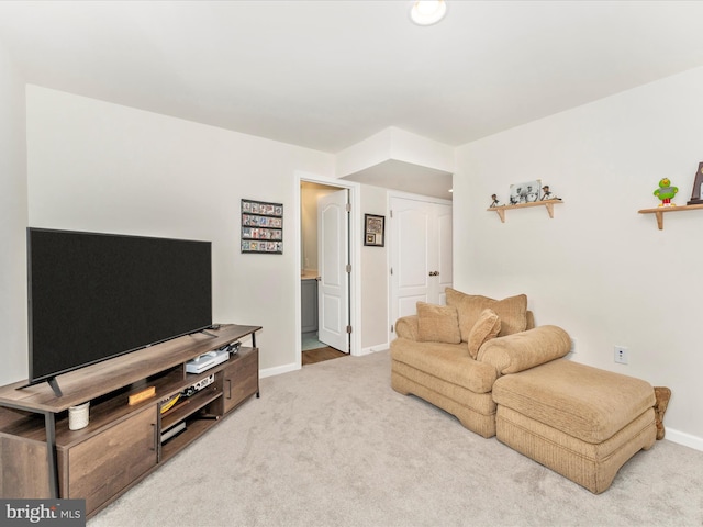 living room with carpet flooring