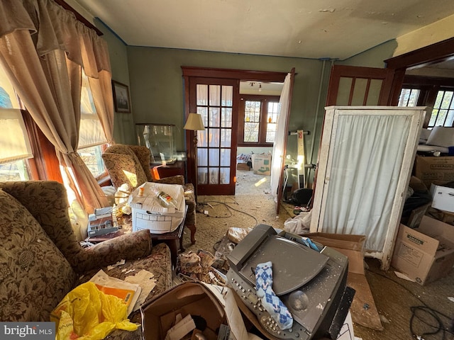 miscellaneous room featuring plenty of natural light and french doors