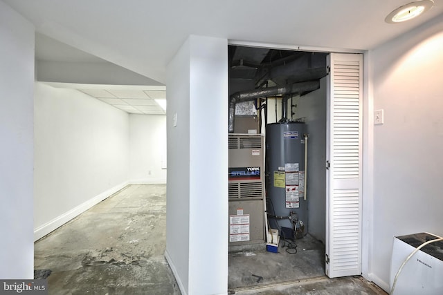 utility room with water heater