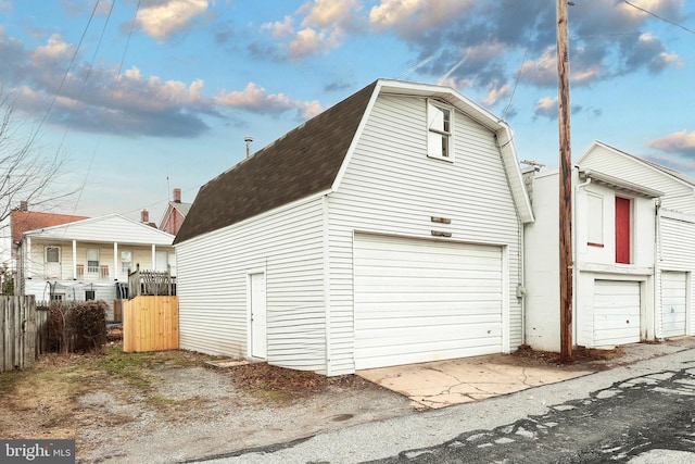 view of garage