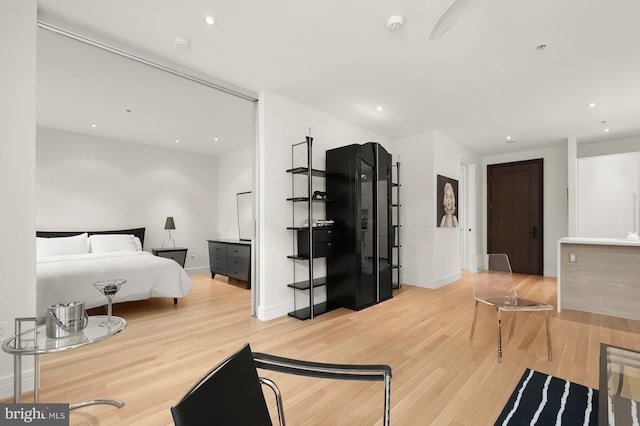 bedroom featuring light hardwood / wood-style flooring