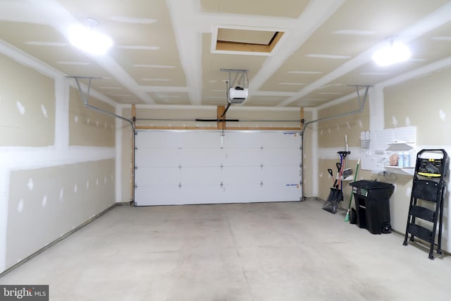 garage with a garage door opener