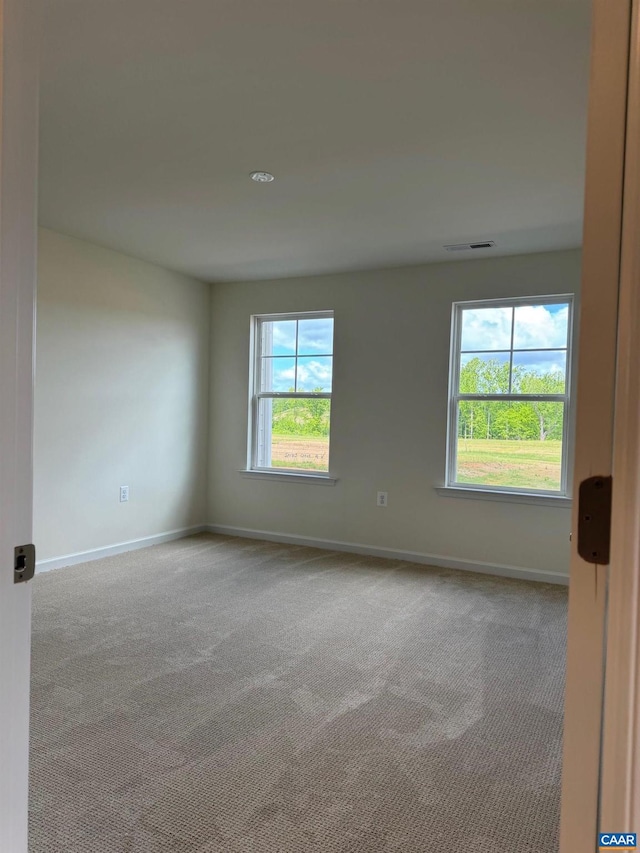 empty room featuring light colored carpet and a wealth of natural light