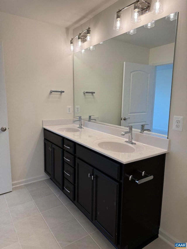 bathroom featuring tile patterned flooring and vanity