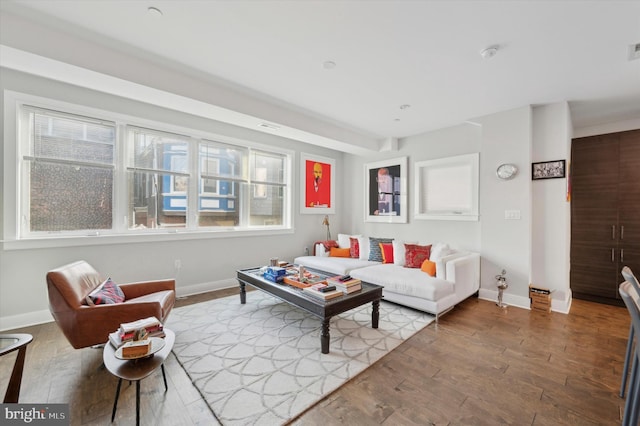 living room with hardwood / wood-style floors