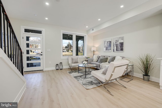 living room featuring light hardwood / wood-style floors