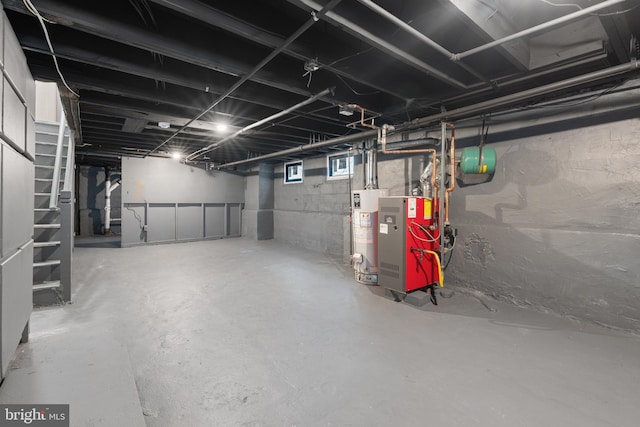 basement featuring gas water heater