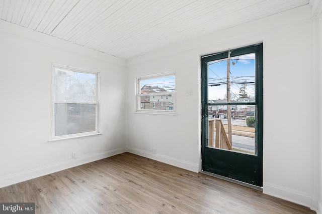 unfurnished room featuring a healthy amount of sunlight and light wood-type flooring