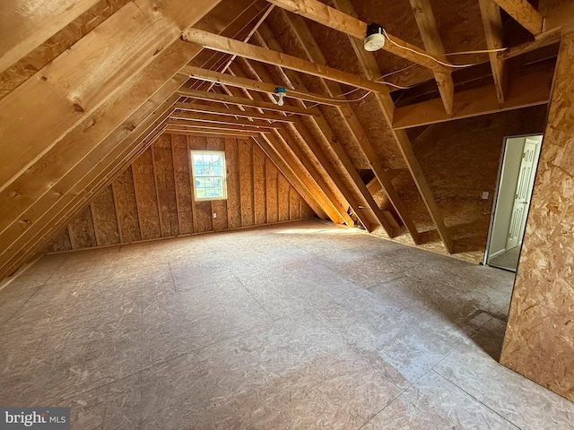 view of unfinished attic