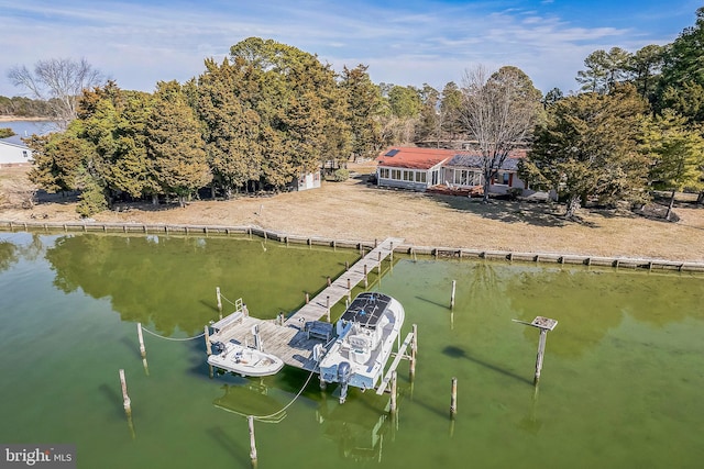 dock area featuring a water view