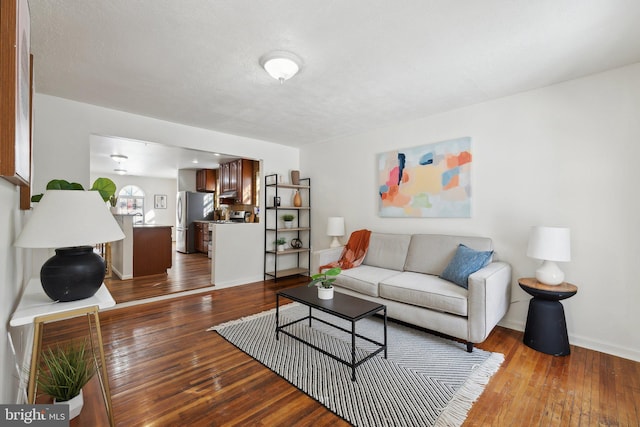 living room with hardwood / wood-style flooring