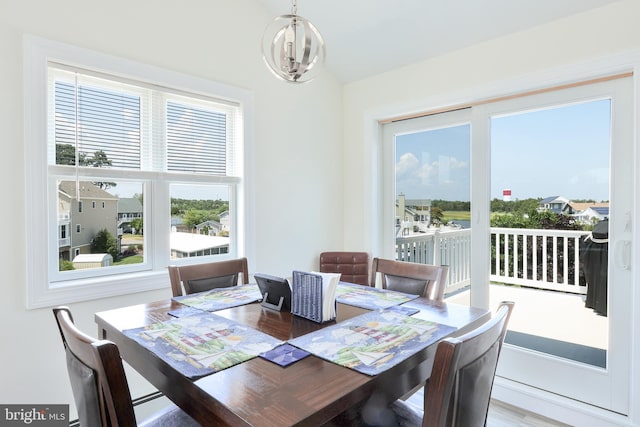 dining area with a chandelier