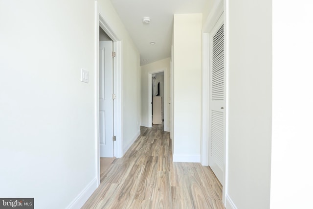 hall with light hardwood / wood-style flooring