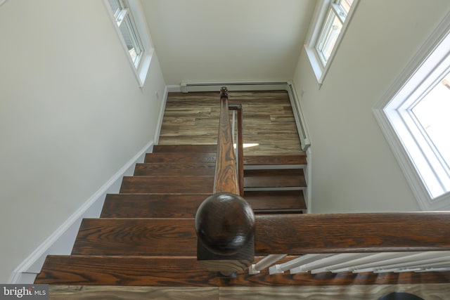 stairway with a towering ceiling