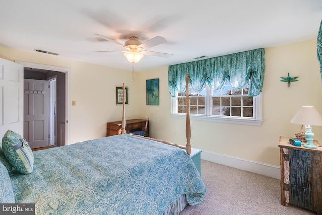 bedroom with carpet flooring and ceiling fan