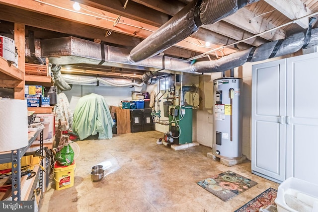 basement with electric water heater