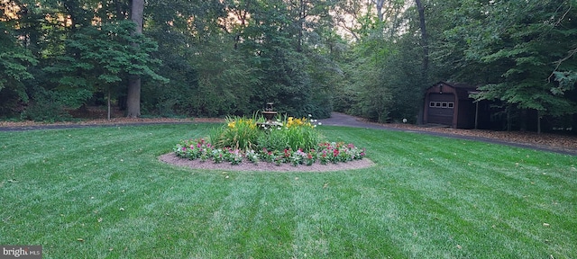 view of yard with a shed