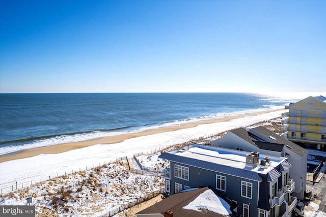 property view of water featuring a beach view