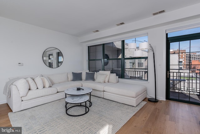 living room featuring hardwood / wood-style flooring