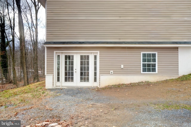 view of home's exterior featuring french doors