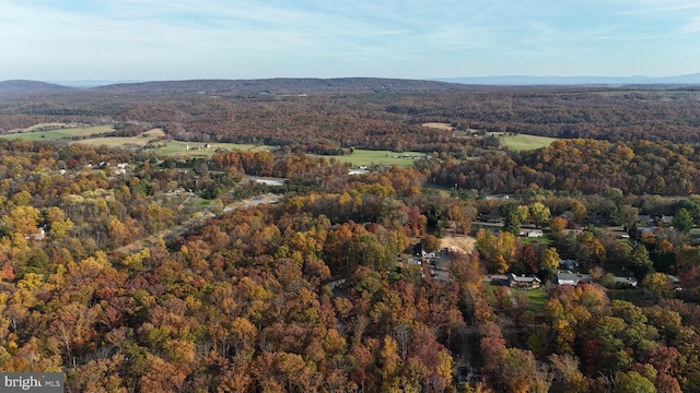 drone / aerial view featuring a mountain view