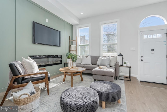 living room featuring light wood-type flooring