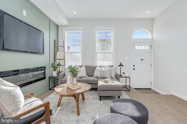 living room featuring light hardwood / wood-style flooring