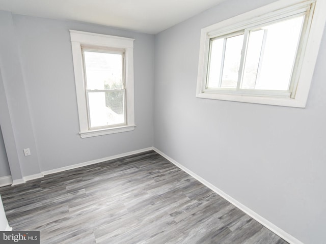 spare room featuring wood-type flooring