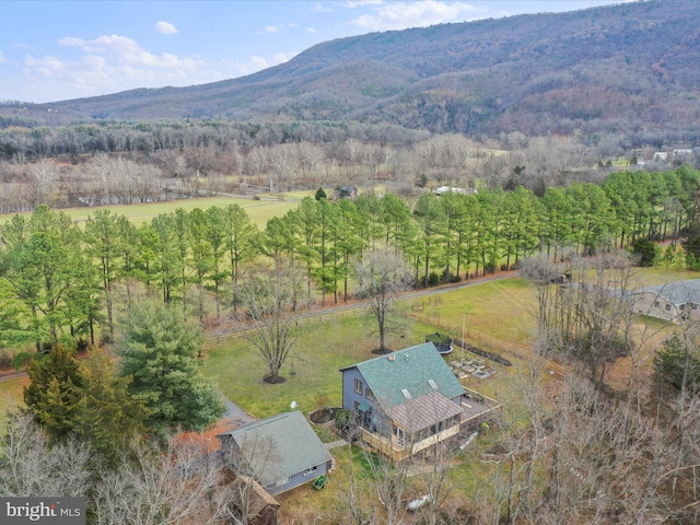 aerial view with a mountain view and a rural view